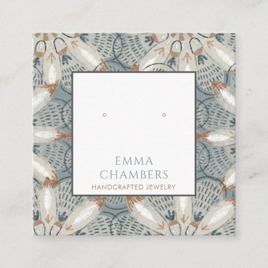 Boho Abstrakte Formen Earring Display Card Quadratische Visitenkarte (Vorderseite)
