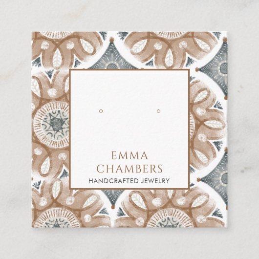 Boho Abstrakte Formen Earring Display Card Quadratische Visitenkarte (Vorderseite)