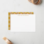 Boho Abstrakte Formen Rosa Gelber Individuelle Nam Mitteilungskarte (Vorderseite/Rückseite Beispiel)