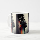 Boho-Abstrakte Kunst mit Mädchen-Gesicht Kaffeetasse (Vorderseite Links)