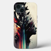 Boho abstrakte Kunst mit Mädchengesicht Case-Mate iPhone Hülle (Rückseite)