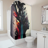 Boho abstrakte Kunst mit Mädchengesicht Duschvorhang (Beispiel)