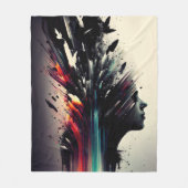 Boho abstrakte Kunst mit Mädchengesicht Fleecedecke (Vorderseite)