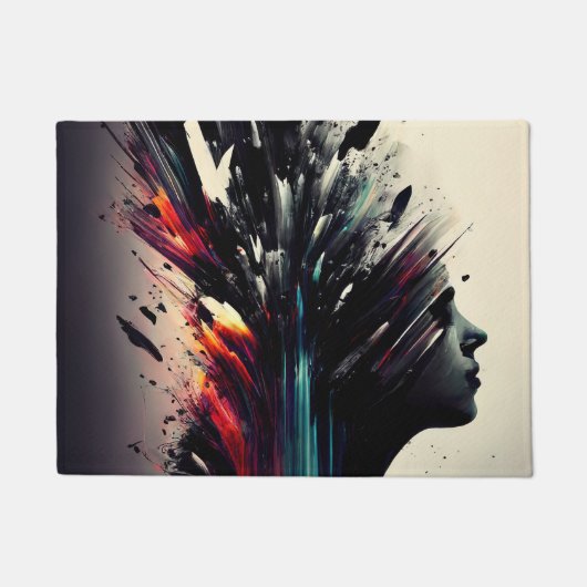 Boho abstrakte Kunst mit Mädchengesicht Fußmatte (Vorderseite)