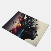 Boho abstrakte Kunst mit Mädchengesicht Fußmatte (Schrägansicht)