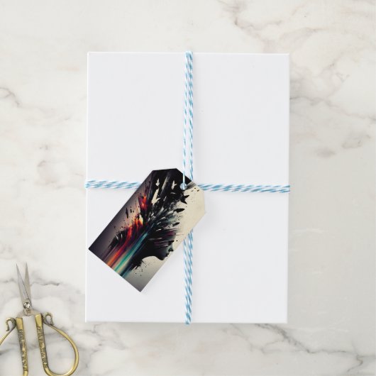 Boho abstrakte Kunst mit Mädchengesicht Geschenkanhänger (Mit Garn)