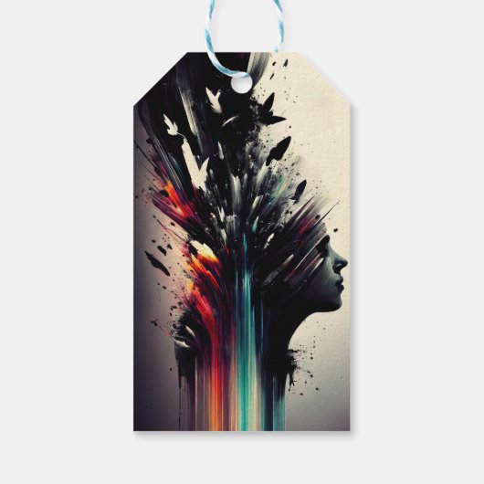 Boho abstrakte Kunst mit Mädchengesicht Geschenkanhänger (Rückseite)