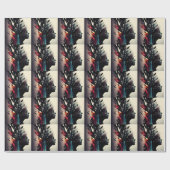 Boho abstrakte Kunst mit Mädchengesicht Geschenkpapier (Flach)