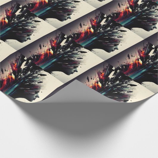 Boho abstrakte Kunst mit Mädchengesicht Geschenkpapier (Ecke)