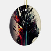 Boho abstrakte Kunst mit Mädchengesicht Keramik Ornament (Rechts)