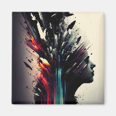 Boho abstrakte Kunst mit Mädchengesicht Magnet (Vorne)