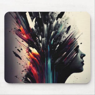 Boho abstrakte Kunst mit Mädchengesicht Mousepad