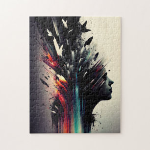 Boho abstrakte Kunst mit Mädchengesicht Puzzle