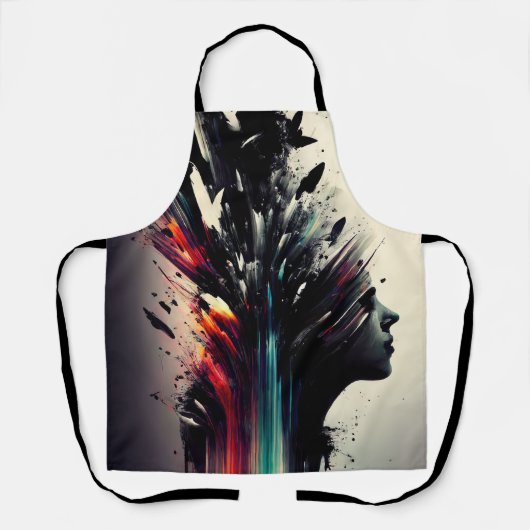 Boho abstrakte Kunst mit Mädchengesicht Schürze (Vorderseite)