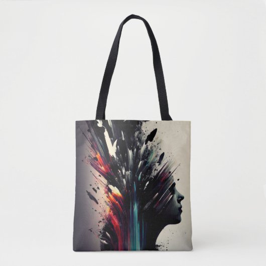 Boho abstrakte Kunst mit Mädchengesicht Tasche (Vorderseite)