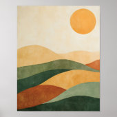 Boho Abstrakte Landschaft Erdtöne Wüste Poster (Vorne)