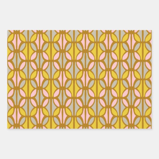 Boho Abstrakte Pastellformen Muster rosa gelb Geschenkpapier Set (Vorderseite 3)