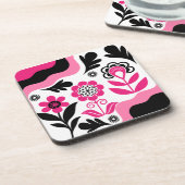 Boho-Abstrakte Pink Flower-Kunst Getränkeuntersetzer (Linke Seite)