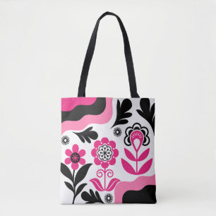 Boho-Abstrakte Pinke Blumen-Wandkunst Tasche