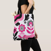 Boho-Abstrakte Pinke Blumen-Wandkunst Tasche (Von Nahem)