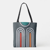 Boho-abstrakte Regenbogenkunst auf blauem Hintergr Tasche (Rückseite)