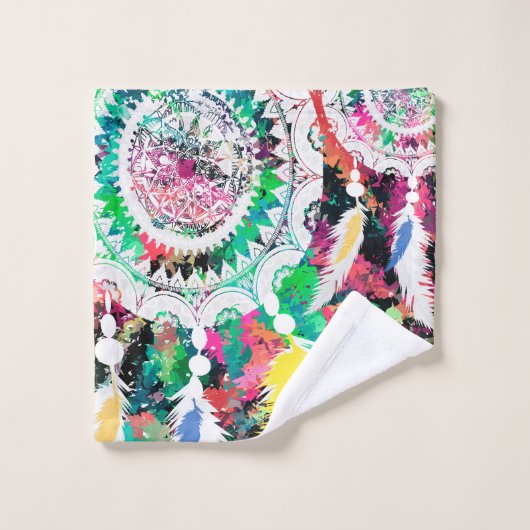 Boho Abstrakte Tribal Art Badhandtuch Set (Waschlappen)