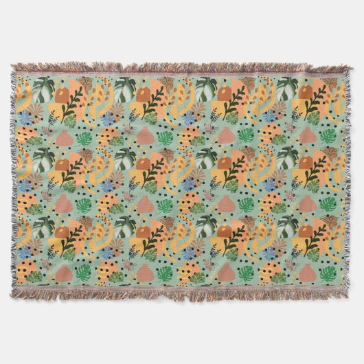 boho abstraktes tropisches Muster -minimales Blatt Decke (Vorderseite)
