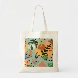 boho abstraktes tropisches Muster-minimales Blattd Tragetasche