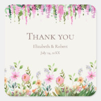 Boho Acacia und Wildblumen Hochzeit Vielen Dank