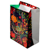 Boho-Acrylgemälde Blumendesign Mittlere Geschenktüte (Vorderseite Schrägansicht)