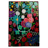 Boho-Acrylgemälde Blumendesign Mittlere Geschenktüte (Rückseite)