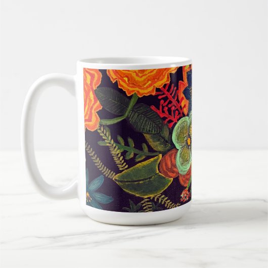 Boho-Acrylgemälde Florales Design Kaffeetasse (Links)