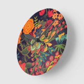Boho-Acrylgemälde Florales Design Runde Wanduhr (Winkel)