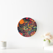 Boho-Acrylgemälde Florales Design Runde Wanduhr (Zuhause)