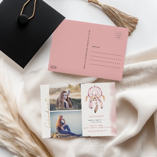 Boho Add Your Fotos Abschluss Postkarte