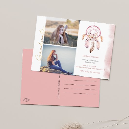 Boho Add Your Fotos Abschluss Postkarte