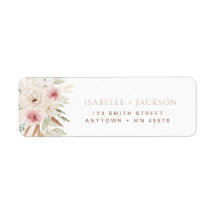 Boho Address Label Blush Pink Pampas Grass Chic