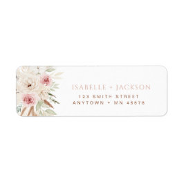 Boho Address Label Blush Pink Pampas Grass Chic
