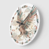 Boho Adler Wasserfarbe Große Wanduhr  (Winkel)