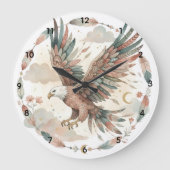 Boho Adler Wasserfarbe Große Wanduhr  (Vorderseite)