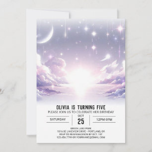 Boho Adorable Celestial Digital Geburtstag Einladung
