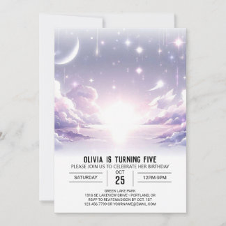 Boho Adorable Celestial Digital Geburtstag Einladung