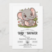 Boho Adorable Elephant Digital Baby Dusche Einladung (Vorne/Hinten)