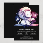 Boho Adorable Lion Birthday Einladung (Vorne/Hinten)