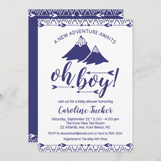 Boho Adventure erwartet Baby Boy Shower Einladung (Vorne/Hinten)