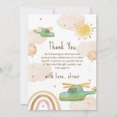 Boho Adventure Helicopter Airplane Baby Shower Dankeskarte (Vorderseite)