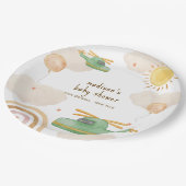 Boho Adventure Helicopter Airplane Baby Shower Pappteller (Schrägansicht)