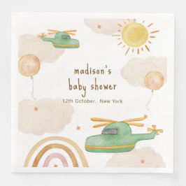 Boho Adventure Helicopter Airplane Baby Shower Serviette