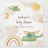 Boho Adventure Helicopter Airplane Baby Shower Weinetikett (Einzelnes Label)