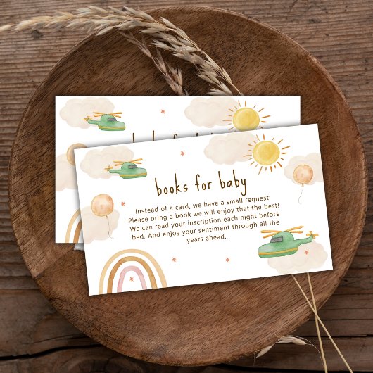 Boho Adventure Helicopter Books For Baby Shower Begleitkarte